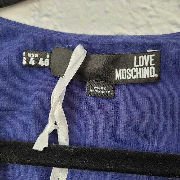 NWT Love Moschino V-neck Pleated Star Mini Dress size 4 - Picture 6 of 15